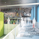 Googlers can cycle right into the building to the 20,000-sq-ft bike shed.